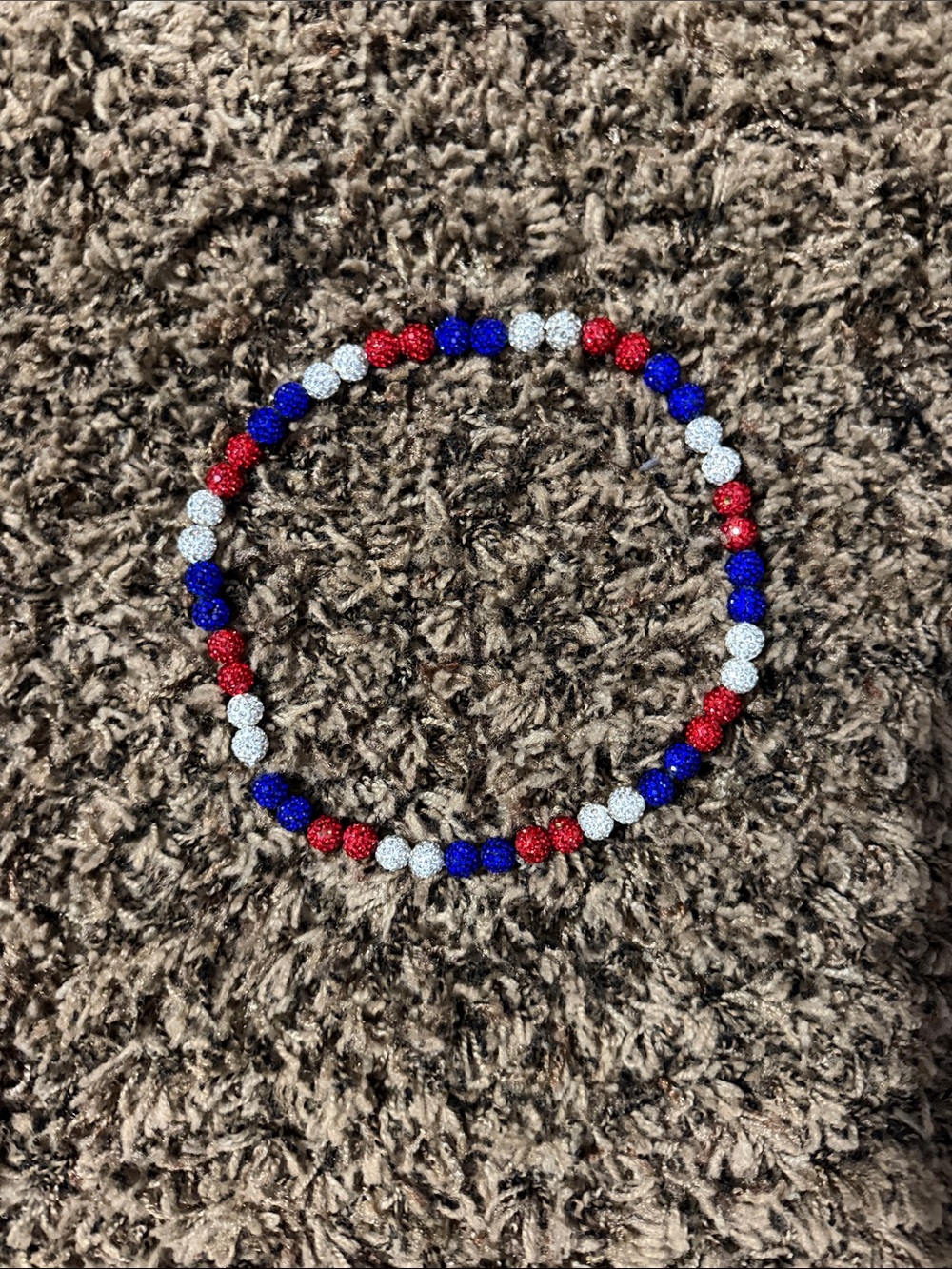 Red, White & Blue Beaded Stretch Necklace